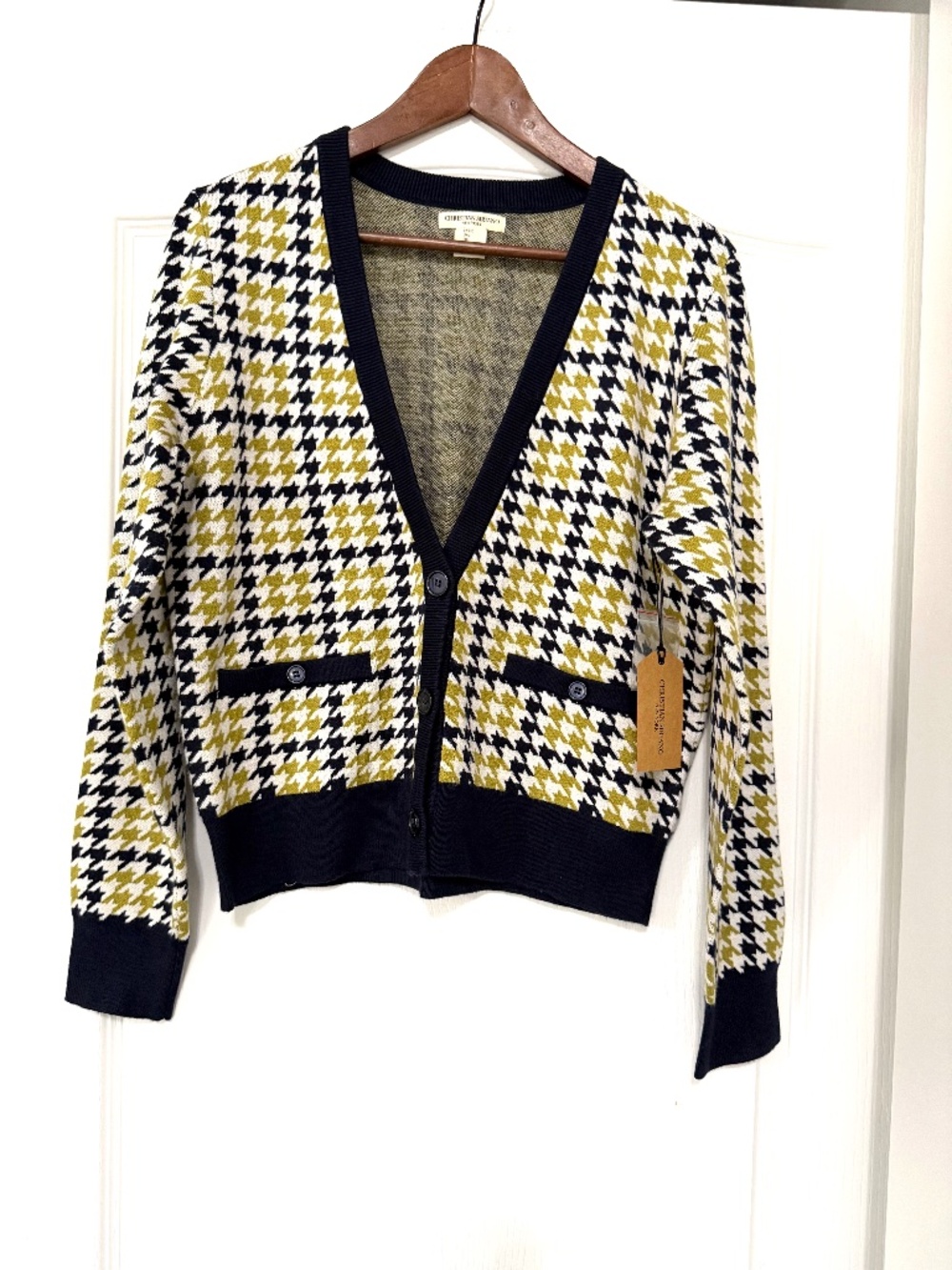 NWT Christian Siriano Houndstooth Knit Cardigan Size Large